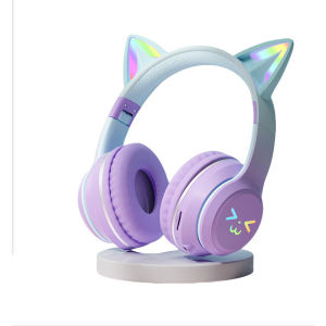 BT618 Earphones Kids Wireless Headphones Glowing Cat-Ear Design Foldable Over-Ear HIFI Stereo Sound Earbuds