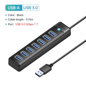 ORICO 7‑Port USB 3.0 Multi‑Port Hub 5Gbps High Speed Portable USB Splitter With Power Supply Port For Laptop Desktop PC Notebook Peripherals