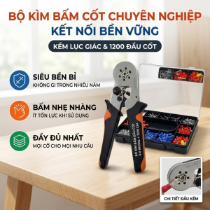 Kìm bấm cos lục giác 6 cạnh HSC8 6-6A tự điều chỉnh 1200 đầu cos đủ loại cos ống tròn cos pin