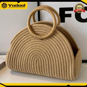 Handwoven Clutch Purse Chic Cotton Rope Shoulder Purse Retro Holiday Travel Handbag Vacation Bag for Women and Girls
