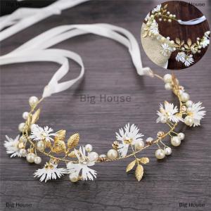 [COD] Big House Floral flower Headband With Ribbon Wreath Wedding Bridesmaid Hair Band garland