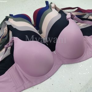 Bra Plus Size Berdawai Cover Penuh T-Shirt Bra Cup CD Saiz 36-46 Bra Kain Nylon Sejuk Bahagian Teli Lebar 4 Cangkuk