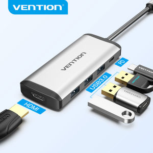 Vention USB Type C HUB Adapter USB 3.0 Type C to HDMI USB RJ45 Adapter Thunderbolt 3 Dock Multi USB Charging Hub PD Fast Charge for Laptop Pro Mac Mini Huawei Samsung Lenovo USB C Adapter Docking Station