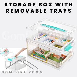 Stackable Storage Drawers with Removable Tray Craft Organizers