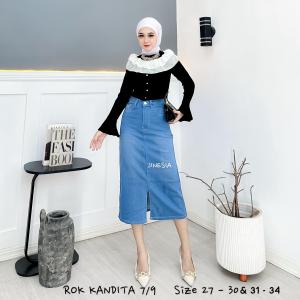 Higwaist Rok Jeans - Rok Denim - Rok Jeans Skrit Kandita - Rok Jeans Panjang Korean Style Terbaru