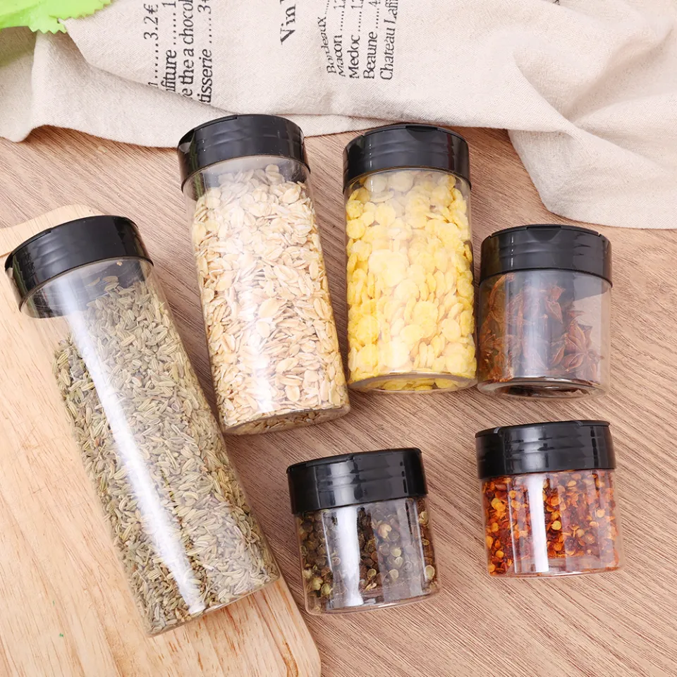 1/20PCS Clear Plastic Spice Bottles Salt Pepper Shaker Seasoning Jars  Transparent Portable Large Capacity Pepper Storage Bottles