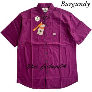 TERBARU!!! KEMEJA PRIA WARNA BURGUNDY POLOS  PENDEK BAHAN KATUN SIGARET TEBAL KUALITAS PREMIUM