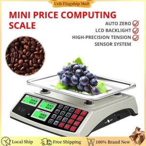 [Ueb Flagship Mall]40kg/1g Commercial Price Scale with Stainless Steel Plate Counting Weight Scale Waterproof for Farmers Market Meat Shop