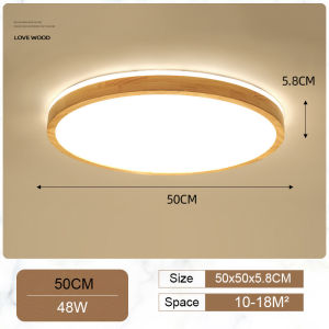 ไฟติดเพดานไม้ LED แบบนอร์ดิกโคมไฟติดเพดานทรงกลมสไตล์โมเดิร์นไฟในร่มสำหรับห้องนั่งเล่นห้องโคมระย้าตกแต่งห้องนอนลดแสง RC