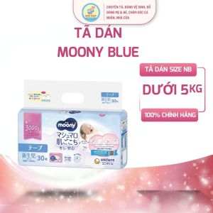 Tã dán cao cấp Moony Blue NB90/S70/M56/L54 - Nhập khẩu từ Nhật Bản