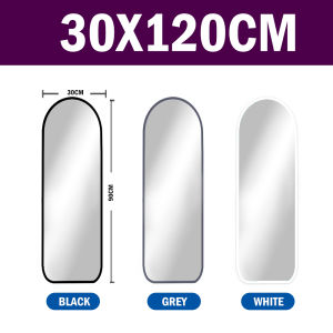 RakanKu MALAYSIA 120CM Smooth Edge Rubber Frame Mirror Glass Home Decor Mirror Living Room Wall Hanging Long Mirror Cermin Panjang 长镜