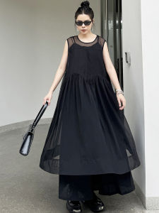 XITAO O-neck Gauze Sheer Sleeveless Dress Summer All-match Casual Slimming Solid Color Simplicity Dress ZY8755