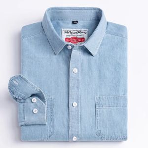 2026 Denim Long-Sleeve Double or Single Pocket Design Shirt Classic 100% Cotton Fashion Embroider Comfortable Clothes2026