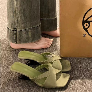 [Free Shipping] New Summer Fashion Sandals For Women: Wedge Heels Square Toe Open-Toe Design Elegant And Versatile Suitable For Both Indoor And Outdoor Wear Slip-On Style