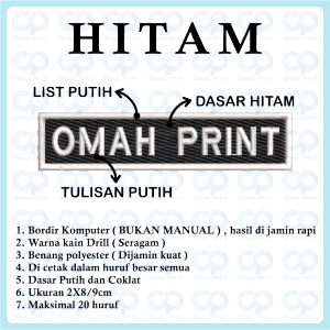 Bordir nama - Nametag nama siswa - Bet nama - Nama bordir seragam sekolah