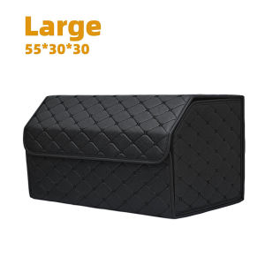 Car Trunk Boot Storage Vehicle Organizer and Shoes Storage Box Foldable and Collapsible Auto Bag Trunk Storage Organizer Box with Lid Portable Multipurpose Collapsible Foldable Storage Bag Car Trunk Tool Box Car PU Leather Trunk Storage Organizer Box