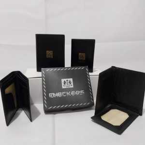 Checkers Black Klasik Dompet Kulit Checkers Model Lipat