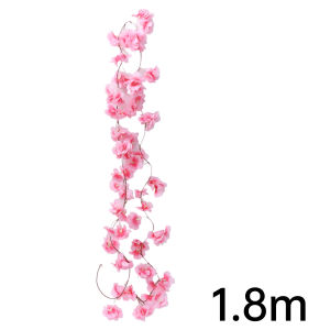 Feelife 1.8M Artificial Silk Cloth Sakura Flowers Vine Ornament Pink Cherry Blossom Fake Plants Hanging Rattern Home Garden Arch Fence Decor