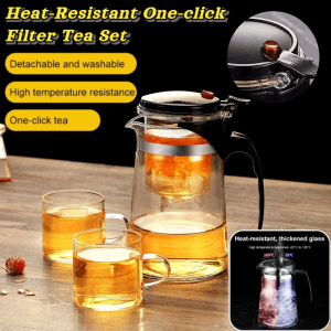Heat-Resistant One-click Filter Tea Set Washable Detachable  Glass Tea Set Household Teapot 一键过滤茶具