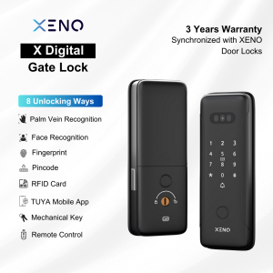 XENO X Digital Gate Lock | Smart Face Fingerprint PIN RFID App Unlock | TUYA Mobile App | FREE Install | 3Yr Warranty