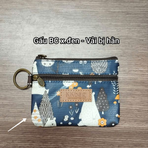 Ví móc khóa vải chống thấm 2 ngăn họa tiết (xem mô tả)