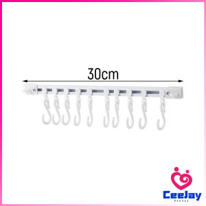 CeeJay ราวแขวนอเนกประสงค์ ราวแขวนของในครัว เลื่อนได้ ตะขอปรับฟรี รูปตัว S ตะขอ Kitchen hook