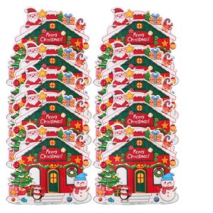 30Pcs Christmas Candy Cookie Bags Snow House Shape Santa Claus Snowman Gift Packaging Bag Wrapping Pouches Xmas Party Decor