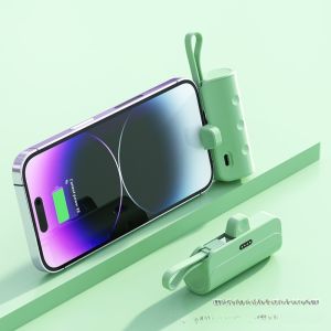 Pin sạc dự phòng với không dây di động hình viên nang mini tích hợp cáp sạc nhanh