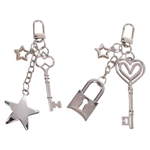 Móc khóa kim loại đáng yêu Sao khóa keychain sáng tạo Móc Chìa Khóa Xe chìa khóa trái tim đồ trang trí treo keyrings Charm Gắn Túi cho người phụ nữ