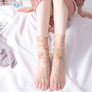 ถุงน่อง ไม่มีความแน่น ถุงเท้า ดูดซับเหงื่อ โปร่งใส ระบายอากาศได้ดี ดอกไม้ ผู้หญิง เซ็กซี่