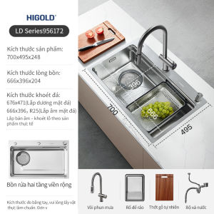 HIGOLD Giá Bát Đĩa 2 Tầng PDL 3.0 | Inox 304 Bền Bỉ - Có Ray Giảm Chấn Êm Ái - Gọn Gàng Dễ Sắp Xếp