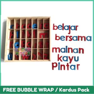 Moveable Alphabet Ukuran Besar / Montessori / Mainan Edukasi Kotak Huruf Dengan Tutup Geser Bisa COD