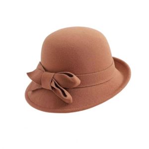 BABYBANG Bow Wool Bucket Hat French Style Felt Panama Hat Exquisite Hepburn Style Black Topper Hat Ladies