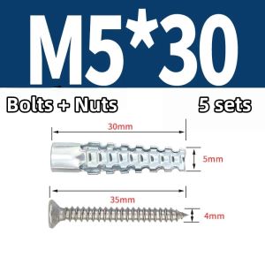 Metal expansion screws Bolts + Nuts pack of 10 sets lightweight brick dowels iron dowels + self-tapping screws for cement and lightweight bricks