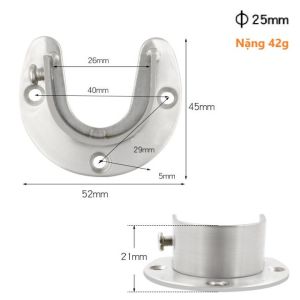 (Combo 2 cái) Giá Đỡ Mặt Bích Đỡ Thanh Treo Tủ Quần Áo Rèm Cửa Bằng Inox Thép Không Gỉ