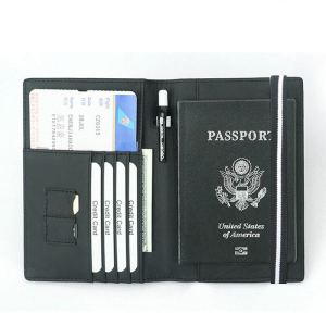 Passport Cover Carbon Fiber Pattern RFID Leather Passport Id Card Holder for Men Travel Purse Organizer Wallet