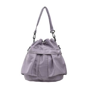 Portable Women Drawstring Bag Casual Korean Style Phone Crossbody Purse Handbags Large-capacity Solid Color Shoulder Bag Travel2026