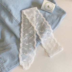 New Popular Y2k Sweet Elegant Flower Lace Neck Strap Dressing Decoration Korean Style Embroidery Ribbon Hair Band
