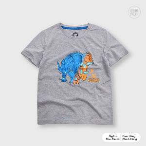 Áo thun bé trai size đại BIGFOX - MISS MEOW mặc mùa hè in khủng long roar vải cotton mềm mịn cỡ trẻ em 34567891011 tuổi 12-40kg
