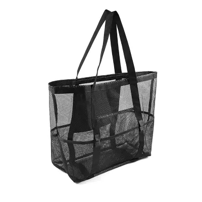 [SG] Large Swimming Beach Mesh Bag/ Picnic Beach Shoulder Bag/ 8 Pockets Beach Towel Bag/ Travel Tote Swimming Bag