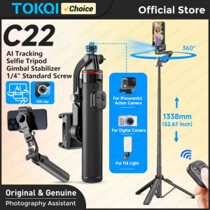 AI Tracking Deskpot Gimbal Tripod with Extendable Selfie Stick for Moble Phones Vlog 360° Rotational Shoot with Wireless Remote