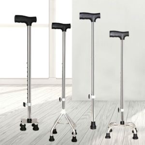 BEITE Walking Aid Stainless Steel Multifunctional Light Weight Retractable Walking Sticks Cane For The Elderly Four-Legged Crutch Non-Slip Handle