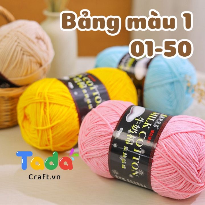 Len Milk Cotton 125gr hàng loại 1 sợi mịn đẹp (Mã 01 đến 50) | Lazada.vn