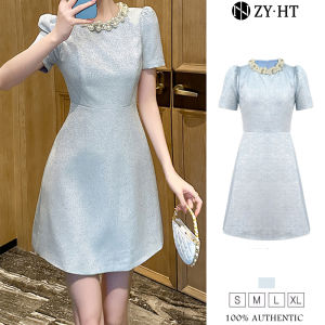 ZYHT EraVogue Womens Dresses Blue Dresses A-Shaped Dresses Puffed Sleeve Dresses Work Dress Hiso Dress Vintage Dress Dress Evening Dress 21251