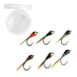 6Pcs Trouts Câu Cá Fly Lures Câu cá trên Băng Lures Nhân Tạo Chìm nhanh Hạt Câu Cá Fly Cho Trouts Mùa Đông Câu Cá