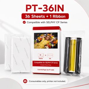 36 Sheets 1 Ribbon Dye Sublimation Photo Paper Glossy 10x15cm Compatible for SELPHY CP1500 CP1300 CP1200 CP1000 Photo Printer