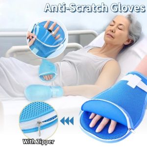 2PCS Constraint Gloves Anti-Scratching Hand Fixation Gloves Elderly Anti-Pulling Breathable Mesh Glove