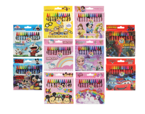 (Msia Stock) 12 Color Crayon Set Cartoon Design Colour Stationery Suitable Kids Presents Party Gift Toys Sets Krayon Mickey Spiderman Stationery Gift
