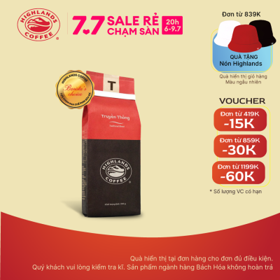 [Sale 7.7 Từ 20h 06-09.07] Cà phê rang xay Truyền Thống Highlands Coffee 200g