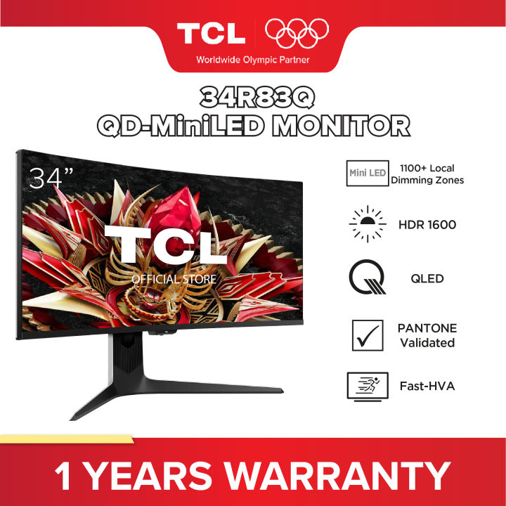 TCL QD-Mini LED Gaming Monitor 34R83Q | HDR 1600 | 1100+ Local